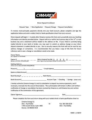 Direct Deposit Form Cimarex