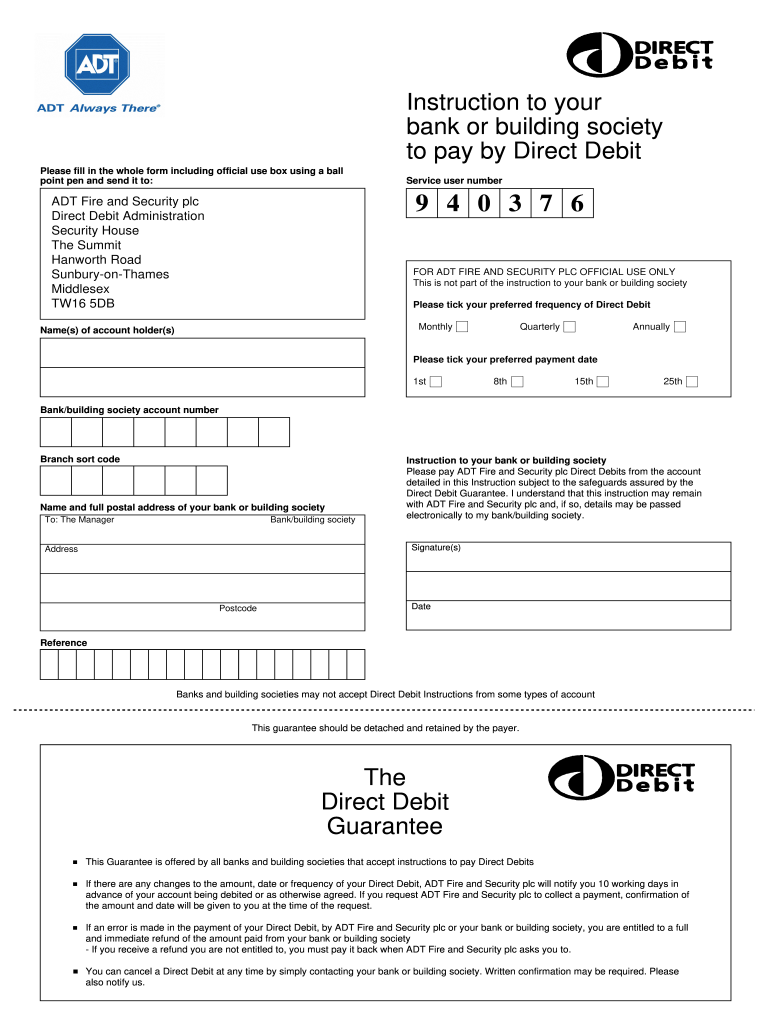 Direct Debit Form PDF