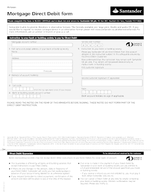  Santander Direct Debit Mandate 2013