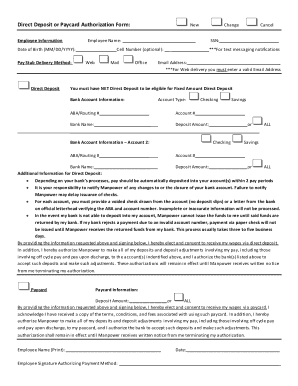 Manpower Direct Deposit  Form