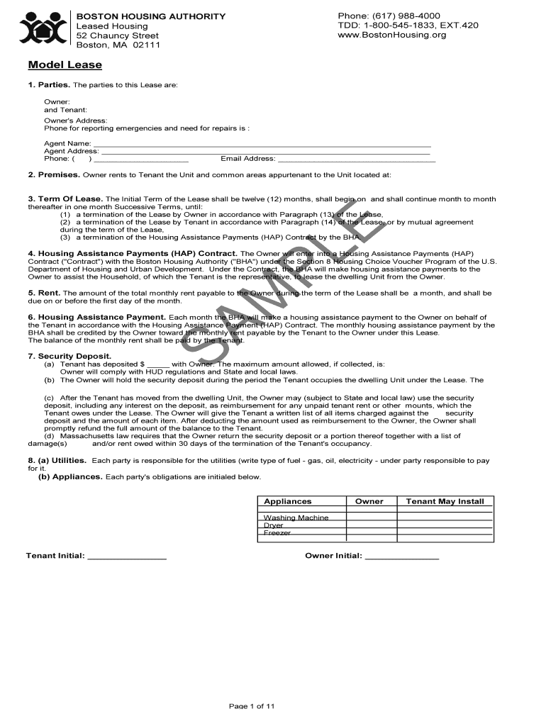 Bha Model Lease Form