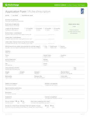 Work Abroad Application Form