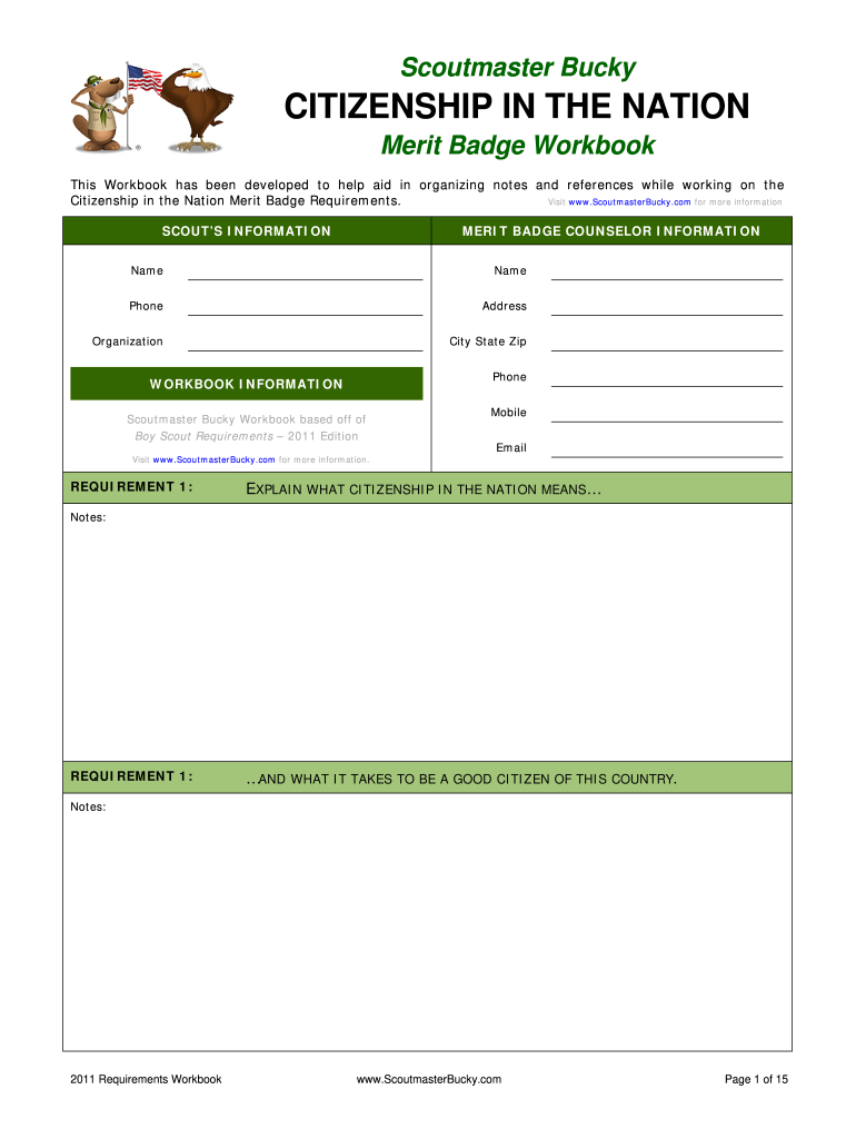 Get and Sign Citizen in Nation Merit Badge 2011 Form