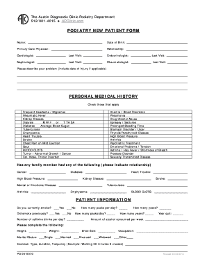 Podiatrist New Patient Form