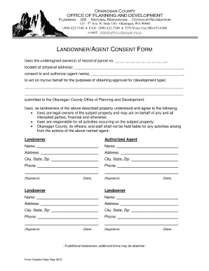 LANDOWNERAGENT CONSENT FORM Okanogan County Okanogancounty