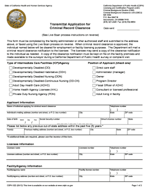 Transmittal Application for Criminal Record Clearance California Aging Ca  Form