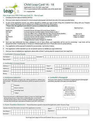 Child Leapcard Application Form Irish Rail