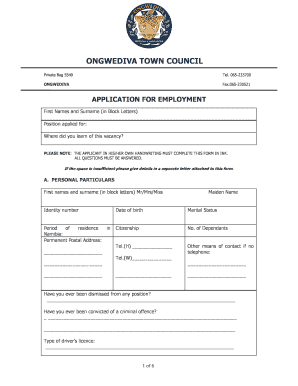 Helao Nafidi Town Council Vacancies  Form