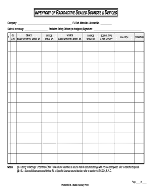 INVENTORY of RADIOACTIVE SEALED SOURCES Amp DEVICES  Form