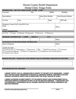 Dental Emergency Triage Form