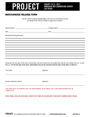 MERCHANDISE RELEASE FORM Magic