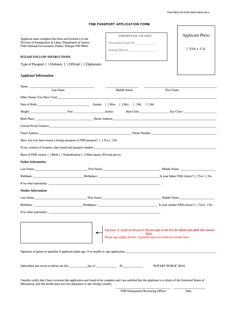 Passport Application  Form