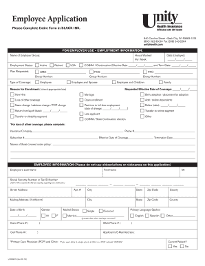 Unity Health Insurance Form