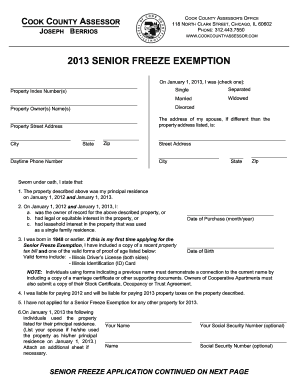 SENIOR ZE EXEMPTION Cook County Assessor's Office Form
