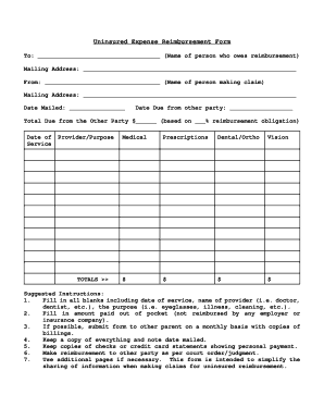 Uninsured Expense Reimbursement Form Stephens Margolin