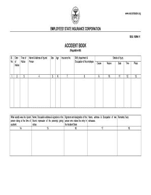 Esic Accident Register Form 11 PDF