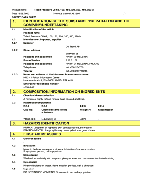 Teboil Pressure Oil 68, 100, 150, 220, 320, 460, 220 M  Form