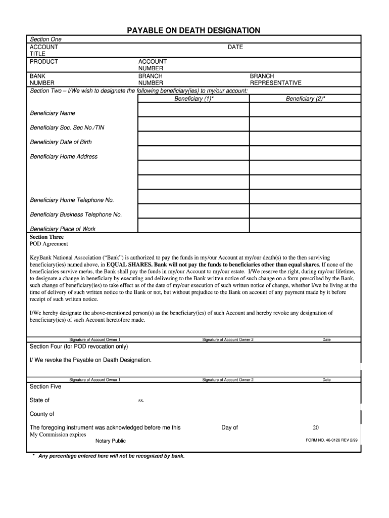  Payable Death Designation Form 1999-2024