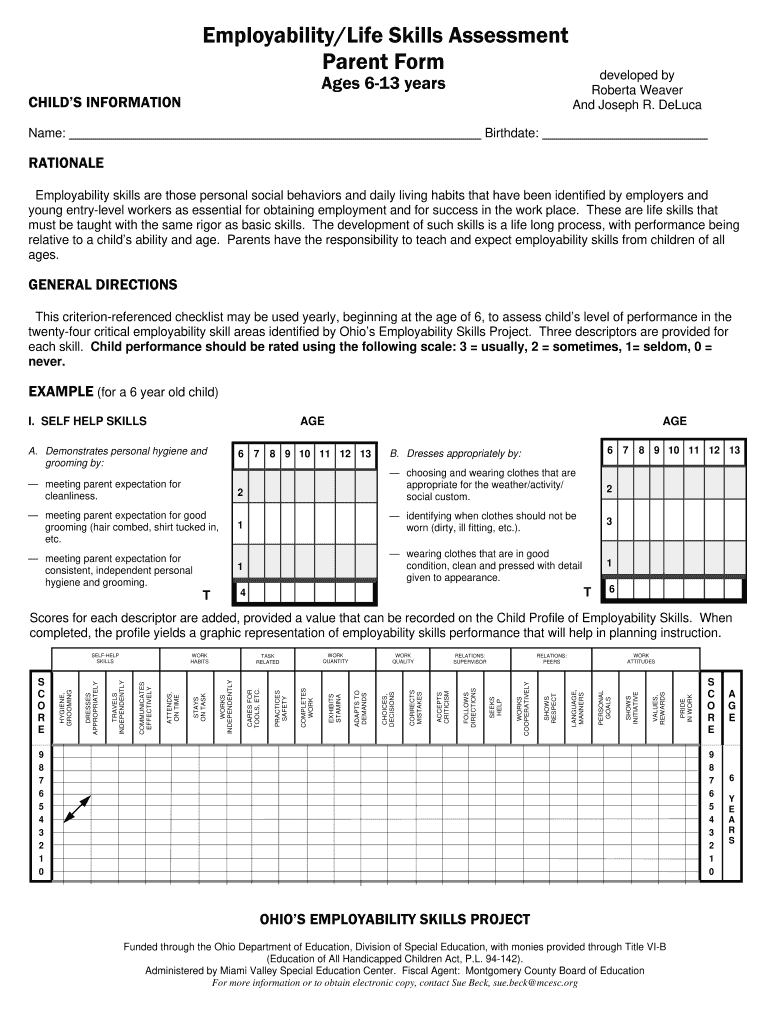 Employability Life Skills Assessment  Form