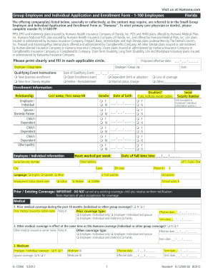  Com Group Employee and Individual Application and Enrollment Form 1 100 Employees Florida the Offering Companyies Listed Below,  2015