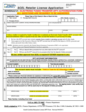 Retailer EFT Authorization Form SC Education Lottery