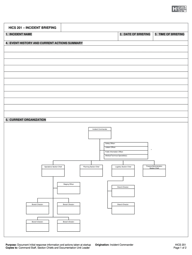  Ics 201 Incident Briefing Sample 2013