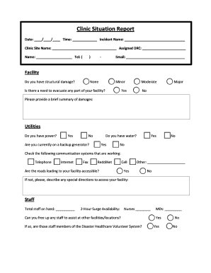 Clinic Situation Reportpdf DISASTER HOME PAGE  Form