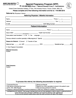 Mount Special Pregnancy Program  Form