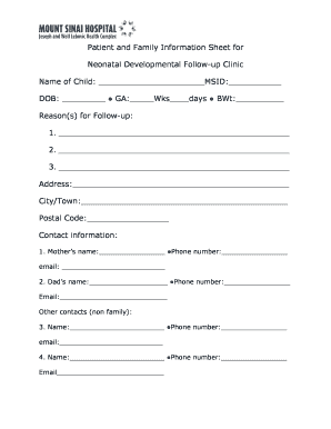 Patient Follow Up Sheet  Form