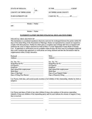 How to Fill Paternity and Post Decree Financial Declaration Form