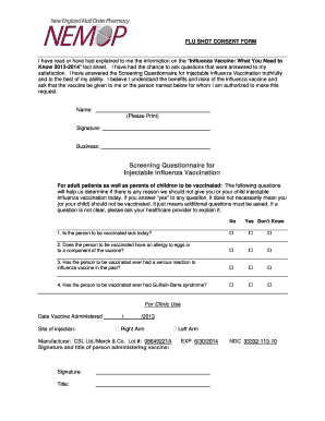 Proof of Flu Shot  Form