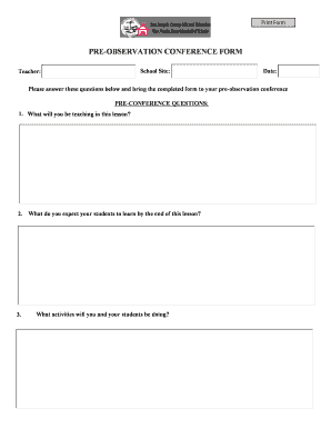 Pre Observation Conference Form Sample Answers
