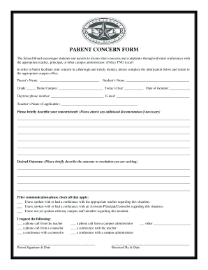 Parent Concern Form