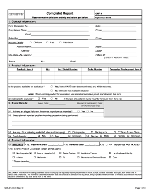 Complaint Report  Form