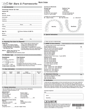 BellaTek Bars Work Order Biomet 3i  Form