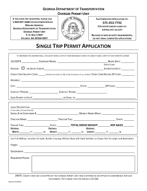  Ga Single Trip Permit 2014-2024