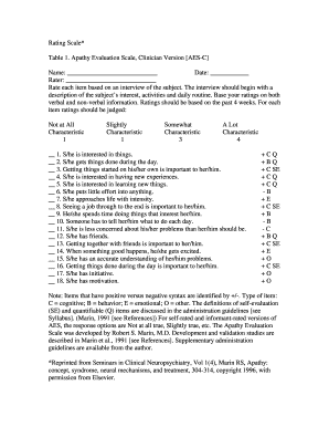 Apathy Evaluation Scale Test Online  Form