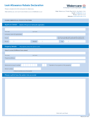 Watercare Leak Allowance Form