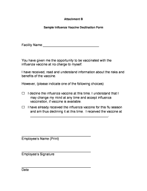 Flu Declination Form