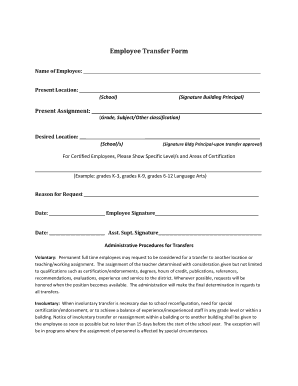 Employee Transfer Letter from One Department to Another PDF  Form