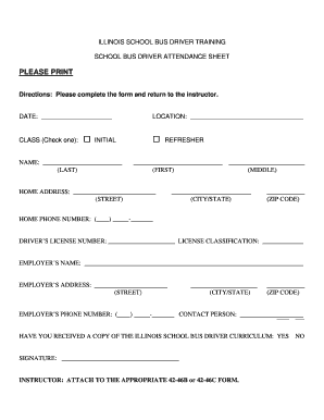 School Bus Attendance Sheet  Form