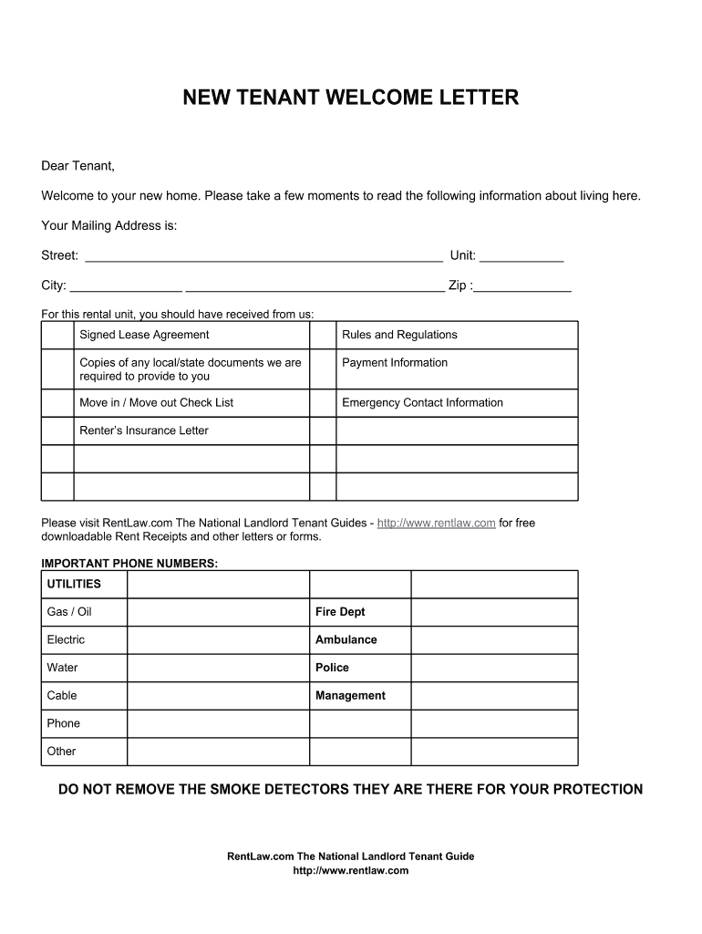 Letter of Notice to Tenant  Form