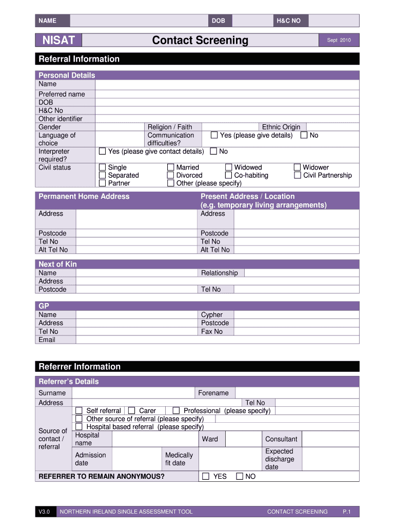 NISAT Contact Screening Ver 3 0 23 Sept  NEDC  Form