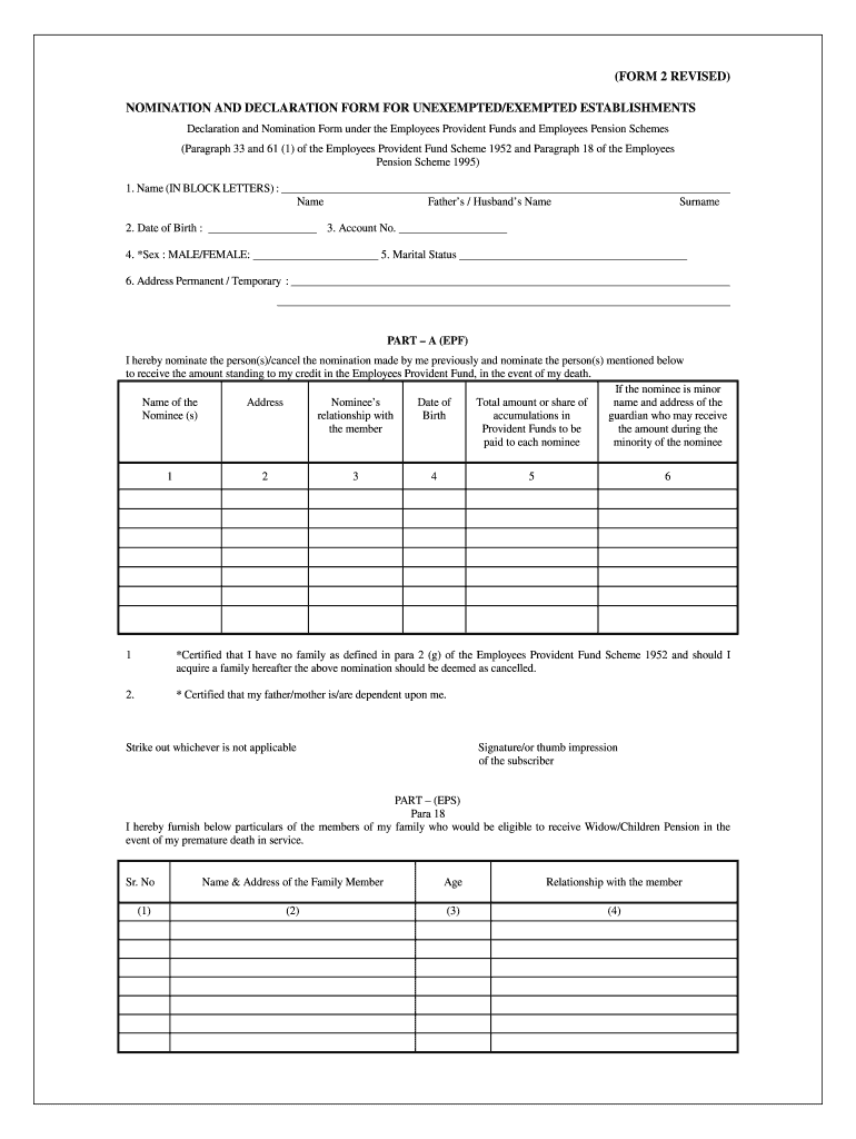 Epf Form 2 Revised Download Word Format