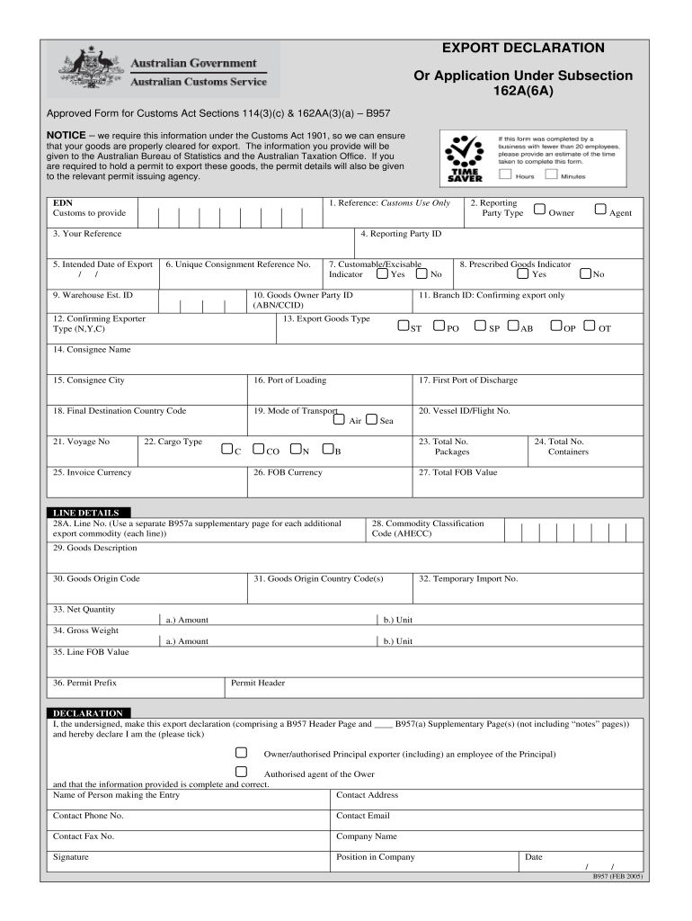 Export Declaration  Form