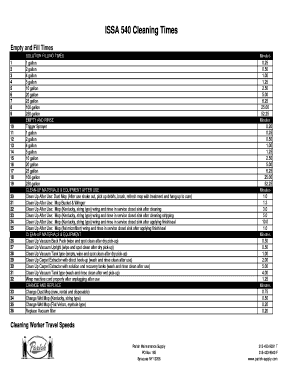 Issa Cleaning Times PDF  Form