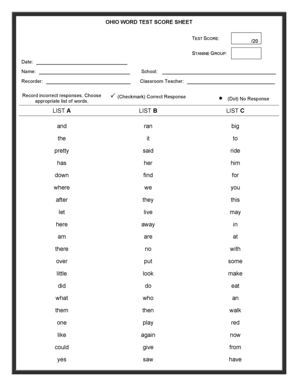 Ohio Word Test  Form