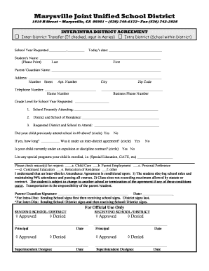 InterIntra District Transfer Marysville Joint Unified School District  Form