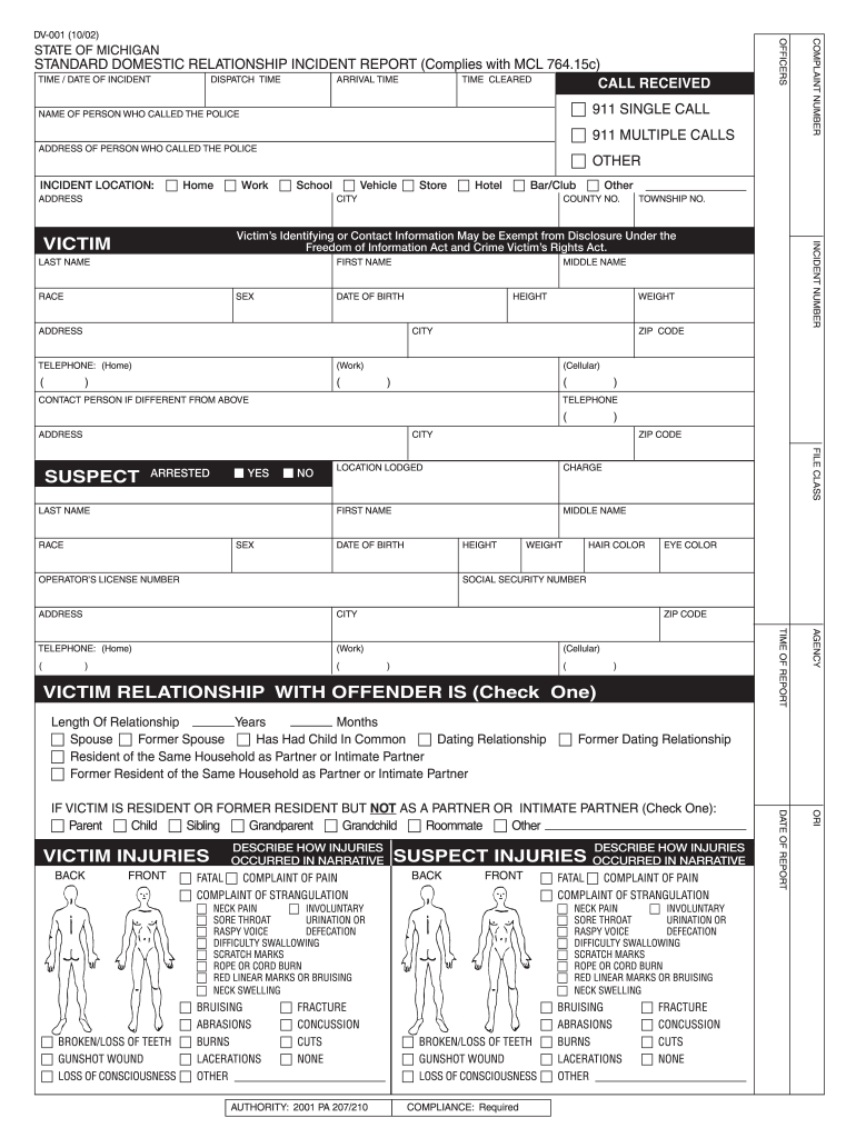 Michigan Dv Form