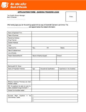 Bank of Baroda Mortgage Loan Application Form PDF